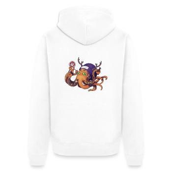 Rocktopus - Unisex Premium Bio Zip Hoodie - Weiß - Hinten - Thijin (182cm)