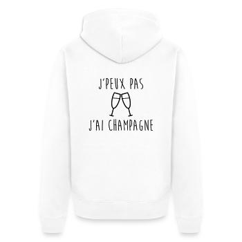 Je peux pas j'ai - - Veste à capuche bio Premium Unisexe - blanc - Dos - Thijin (182cm)