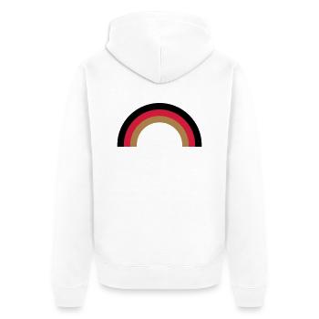 regenbogen_deutsch - Unisex Premium Bio Zip Hoodie - Weiß - Hinten - Thijin (182cm)