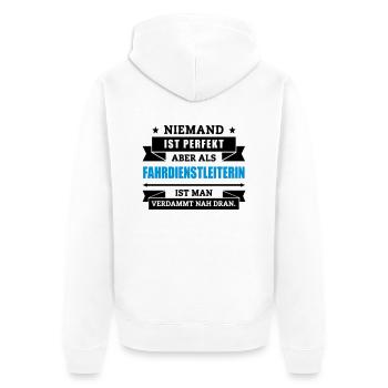 Fun Fahrdienstleiterin - Unisex Premium Bio Zip Hoodie - Weiß - Hinten - Thijin (182cm)