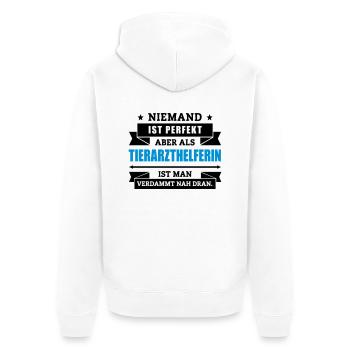 Funshirt Tierarzthelferin - Unisex Premium Bio Zip Hoodie - Weiß - Hinten - Thijin (182cm)