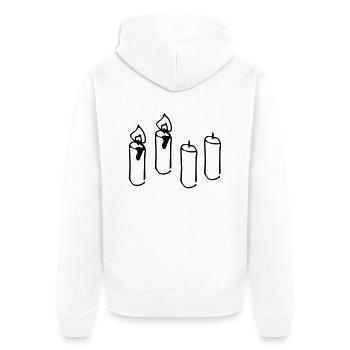 2 Adventskerzen,Adventskerzen,2 Advent,zweiter - Unisex Premium Bio Zip Hoodie - Weiß - Hinten - Thijin (182cm)