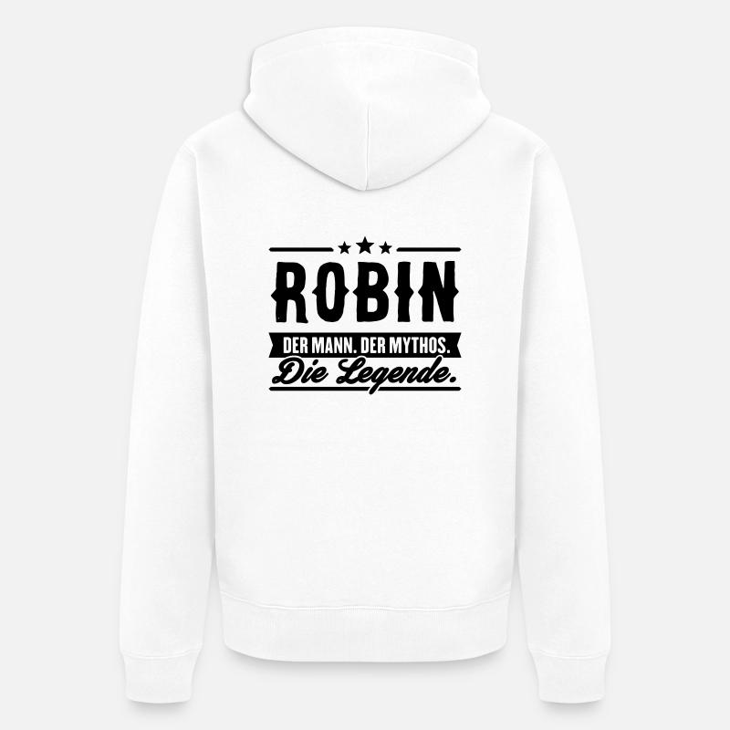 Man Myth Legend Robin - Veste à capuche bio Premium Unisexe - blanc