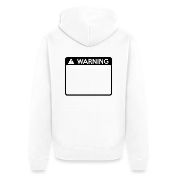 Warning Sign (1 colour) - Unisex Premium Organic Zip Hoodie - white - Back - Thijin (182cm)