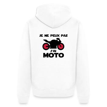 j'ai moto - Veste à capuche bio Premium Unisexe - blanc - Dos - Thijin (182cm)