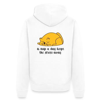 schlafen - Unisex Premium Bio Zip Hoodie - Weiß - Hinten - Thijin (182cm)