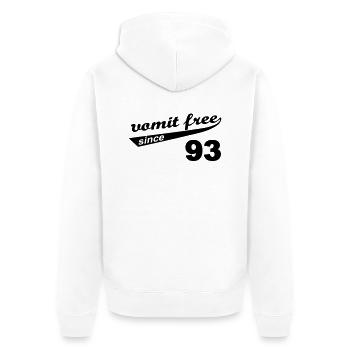 vomit free - Unisex Premium Bio Zip Hoodie - Weiß - Hinten - Thijin (182cm)