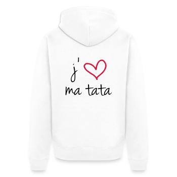 I love my tata - Unisex Premium Organic Zip Hoodie - white - Back - Thijin (182cm)