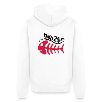 born_2_fish_red_f2 - Unisex Premium Bio Zip Hoodie - Weiß - Hinten - Thijin (182cm)