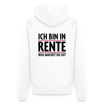 Bin in Rente Rentner - Unisex Premium Bio Zip Hoodie - Weiß - Hinten - Thijin (182cm)