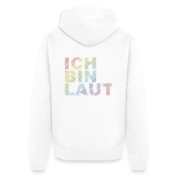ICH BIN LAUT - Unisex Premium Bio Zip Hoodie - Weiß - Hinten - Thijin (182cm)