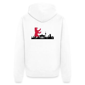Skyline - Berlin Bär - Unisex Premium Bio Zip Hoodie - Weiß - Hinten - Thijin (182cm)