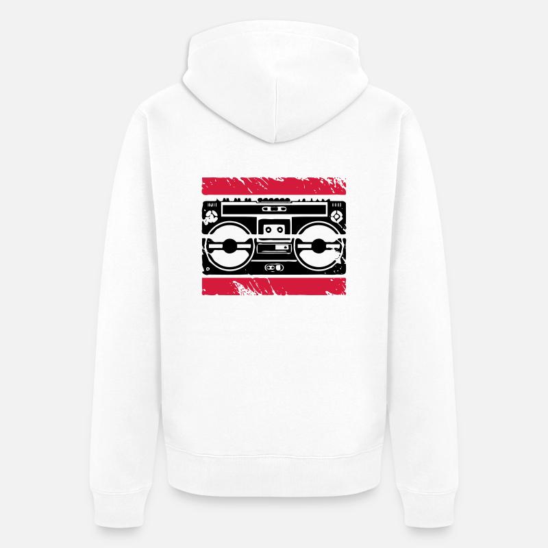 Ghettoblaster Logo - Unisex Premium Bio Zip Hoodie - Weiß