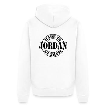 made in jordan m1k2 - Unisex Premium Bio Zip Hoodie - Weiß - Hinten - Thijin (182cm)