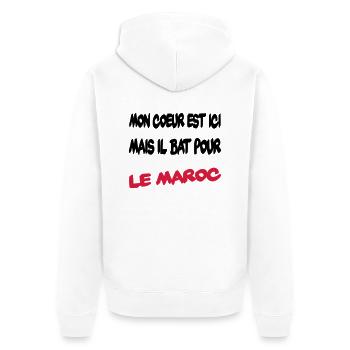 Mon coeur bat pour le Maroc - Unisex Premium Bio Zip Hoodie - Weiß - Hinten - Thijin (182cm)