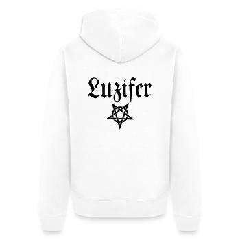 (luzifer2) - Unisex Premium Bio Zip Hoodie - Weiß - Hinten - Thijin (182cm)