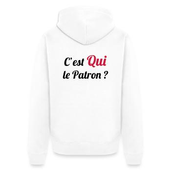 c'est QUI le Patron ? - Unisex Premium Organic Zip Hoodie - white - Back - Thijin (182cm)