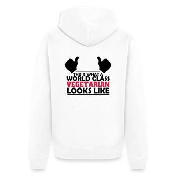 world class vegetarian - Unisex Premium Organic Zip Hoodie - white - Back - Thijin (182cm)