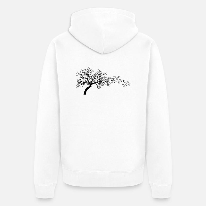 Autumn leaves arbre vent - Veste à capuche bio Premium Unisexe - blanc