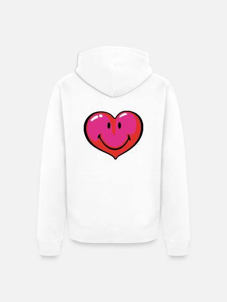 Smiley Heart - Unisex Premium Bio Zip Hoodie - Weiß