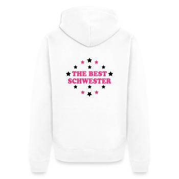 The best schwester - Unisex Premium Organic Zip Hoodie - white - Back - Thijin (182cm)