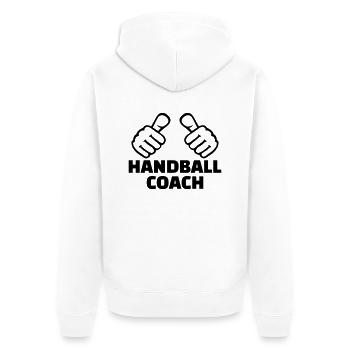 Handball coach - Unisex Premium Organic Zip Hoodie - white - Back - Thijin (182cm)