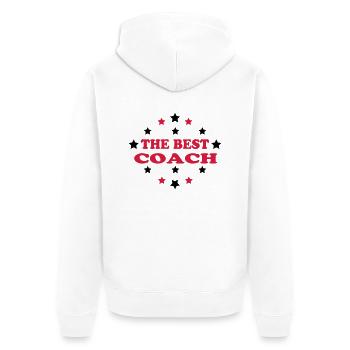 The best coach - Unisex Premium Bio Zip Hoodie - Weiß - Hinten - Thijin (182cm)
