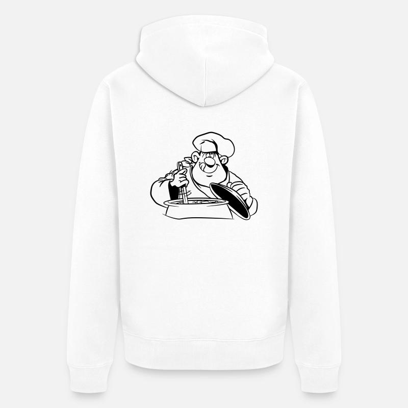 kochen koch comic witzig - Unisex Premium Bio Zip Hoodie - Weiß