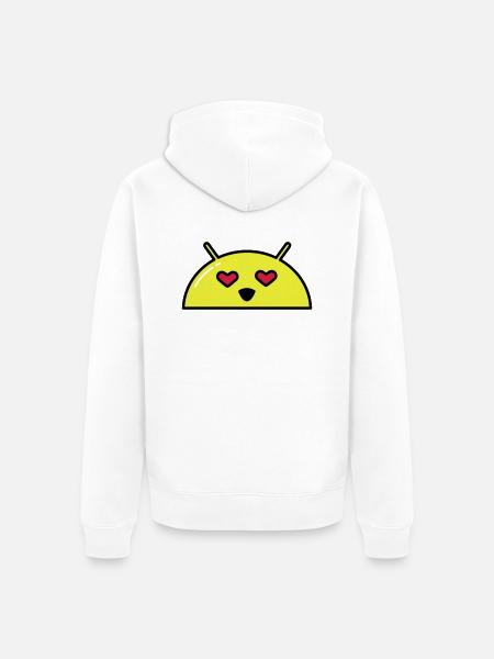 Love Alien Face Emoticon - Unisex Premium Organic Zip Hoodie - white