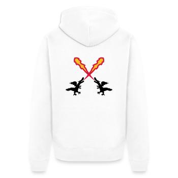 2 freunde team paar feuer spucken flammen silhuett - Unisex Premium Bio Zip Hoodie - Weiß - Hinten - Thijin (182cm)