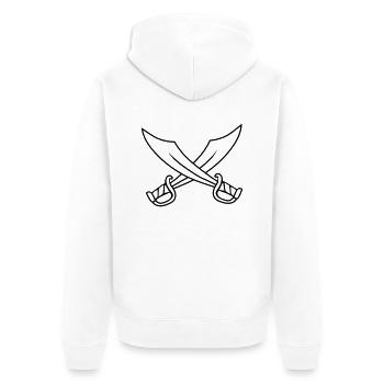 Waffen 2 Säbel - Unisex Premium Bio Zip Hoodie - Weiß - Hinten - Thijin (182cm)