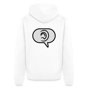Entendre une bulle de discours de symbole simple - Veste à capuche bio Premium Unisexe - blanc - Dos - Thijin (182cm)