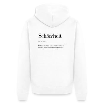 Schönheit - Unisex Premium Bio Zip Hoodie - Weiß - Hinten - Thijin (182cm)