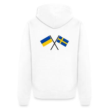 Schweden + Ukraine - Unisex Premium Bio Zip Hoodie - Weiß - Hinten - Thijin (182cm)