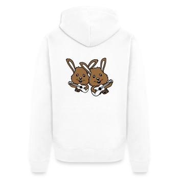 2 Bunnies Friends Team Play Guitar Music Band - Unisex Premium Organic Zip Hoodie - white - Back - Thijin (182cm)