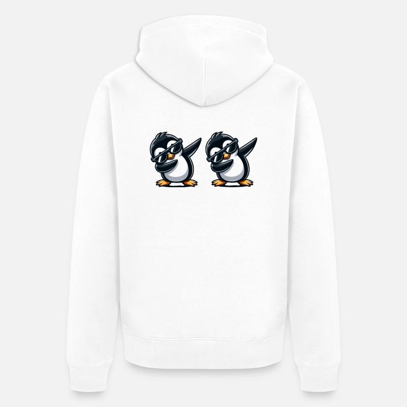 Pingouin Dabbing 2 - Veste à capuche bio Premium Unisexe - blanc