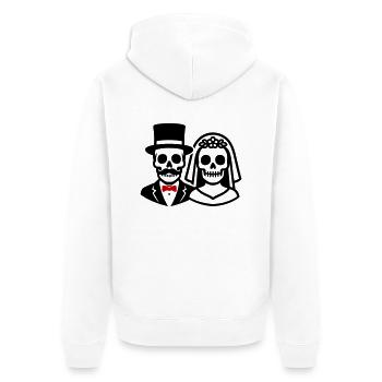 Mariage Squelette Mariée Marié Couple - Veste à capuche bio Premium Unisexe - blanc - Dos - Thijin (182cm)