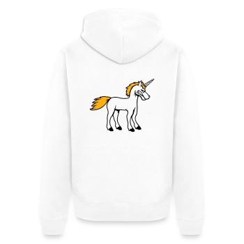 Unicorn Evil Angry Attack Teeth Grinding Sour - Unisex Premium Organic Zip Hoodie - white - Back - Thijin (182cm)