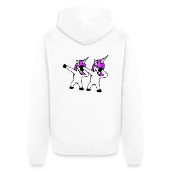 2 Licornes Dabbing Dab Danse Soirée Pose Geste Équipe - Veste à capuche bio Premium Unisexe - blanc - Dos - Thijin (182cm)