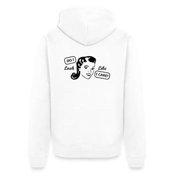 do i look like i care retro housewife satire - Unisex Premium Organic Zip Hoodie - white - Back - Thijin (182cm)