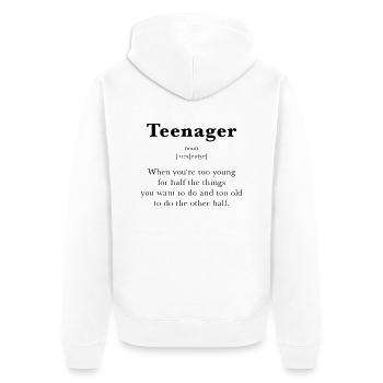 Teenager - Unisex Premium Bio Zip Hoodie - Weiß - Hinten - Thijin (182cm)