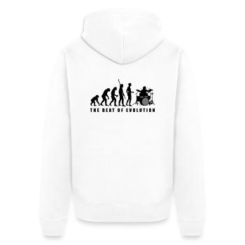 evolution_drummer_c_2c - Unisex Premium Bio Zip Hoodie - Weiß - Hinten - Thijin (182cm)