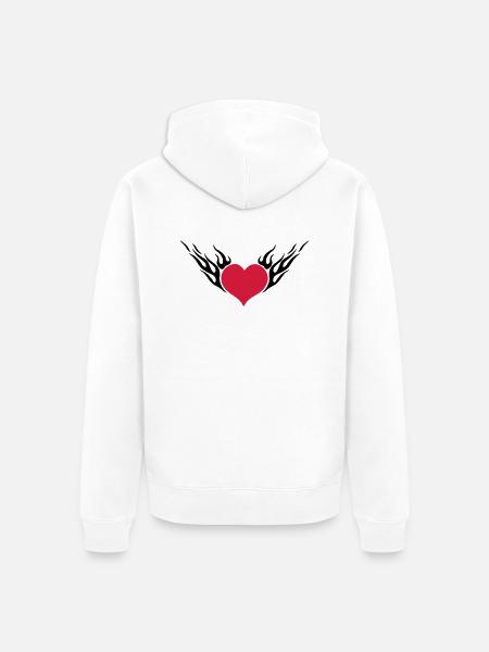 Fire Heart 2c - Unisex Premium Organic Zip Hoodie - white