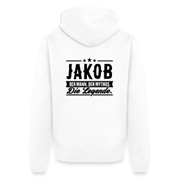 Man Myth Legend Jakob - Veste à capuche bio Premium Unisexe - blanc - Dos - Thijin (182cm)
