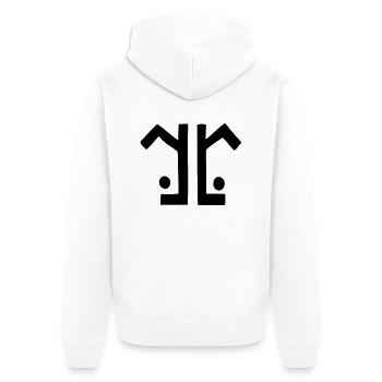 logo gerade klein - Unisex Premium Bio Zip Hoodie - Weiß - Hinten - Thijin (182cm)