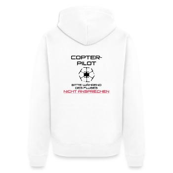 Hinweis Copter-Pilot - Unisex Premium Bio Zip Hoodie - Weiß - Hinten - Thijin (182cm)