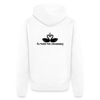 schwansinnig - Unisex Premium Bio Zip Hoodie - Weiß - Hinten - Thijin (182cm)