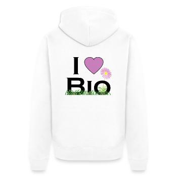 ich liebe bio - Unisex Premium Bio Zip Hoodie - Weiß - Hinten - Thijin (182cm)