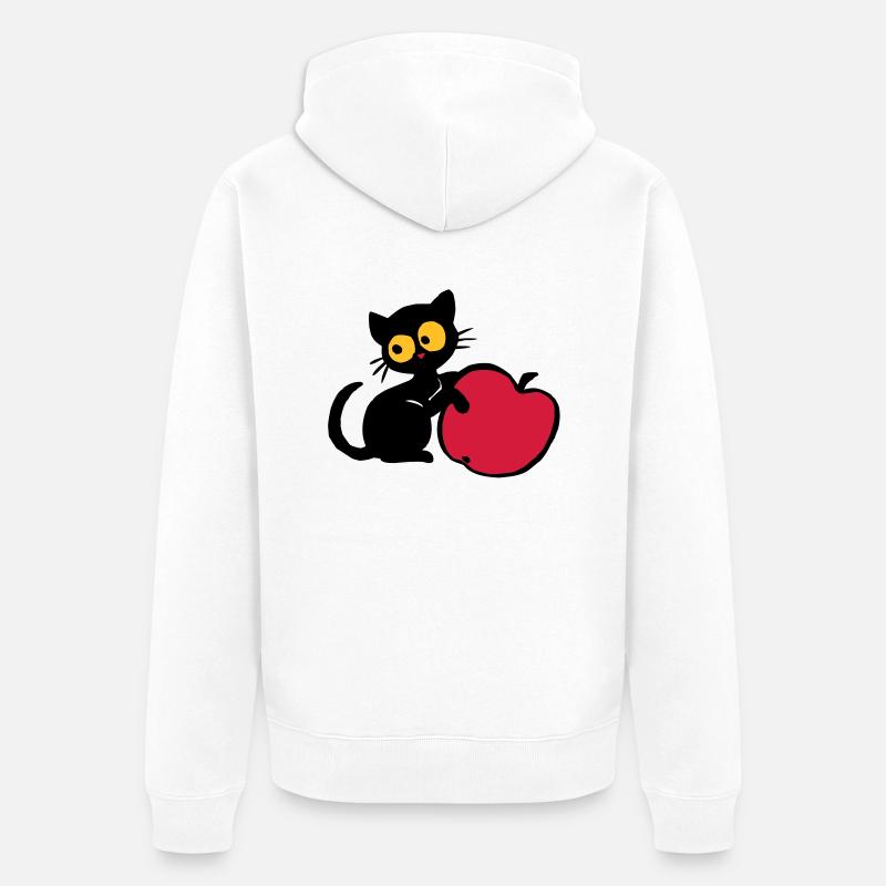 Chaton avec pomme - Veste à capuche bio Premium Unisexe - blanc