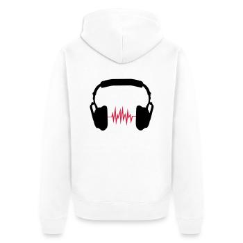 headphones - Unisex Premium Organic Zip Hoodie - white - Back - Thijin (182cm)